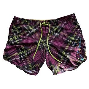 O'Neill Yellow and Blue Plaid Board Shorts Size 12 Y2K Festival Beach Vacation
